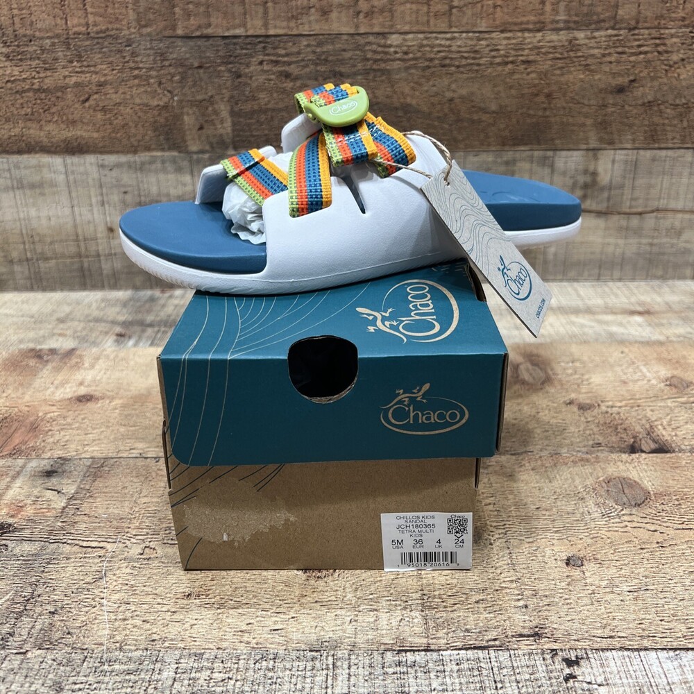 Chaco Chillos Kids Slide Sandals Multicolor Tetra Size 5 M (36) NIB!